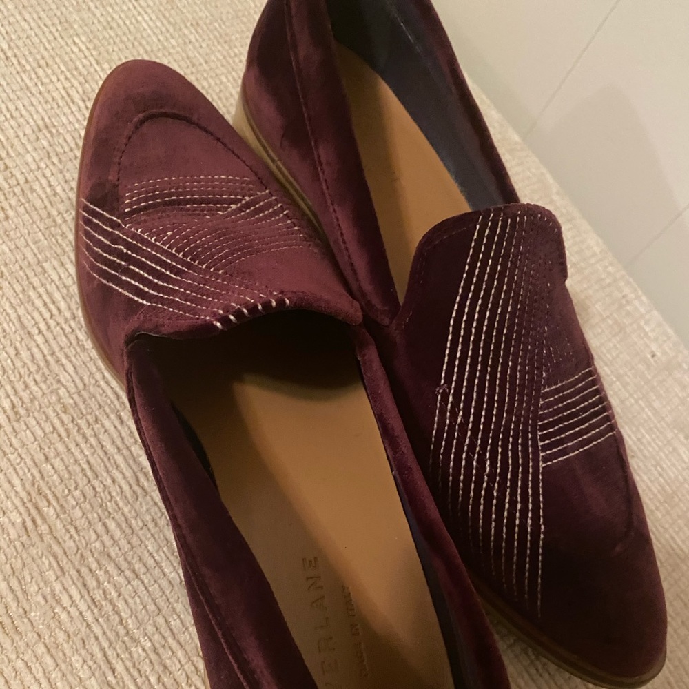 Leather & Suede Plum Pointed Toe Flats
